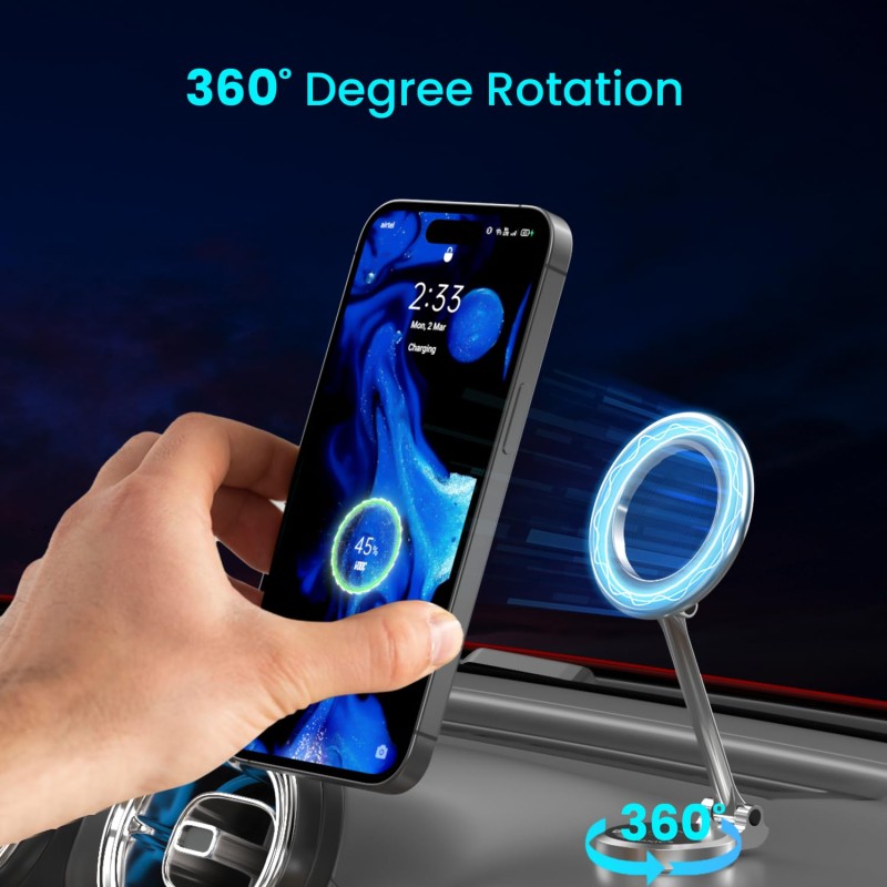 (Refurbished) Portronics Mogun 3 Magnetic Car Phone Holder with 360° Rotation Base, Strong Magnets, Angle & Height Adjustable, 180° Pivot, Adhesive Base, Metal Alloy Build (Silver) (Refurbished) Portronics Mogun 3 Magnetic Car Phone Holder with 360° Rotation Base, Strong Magnets, Angle & Height Adjustable, 180° Pivot, Adhesive Base, Metal Alloy Build (Silver)