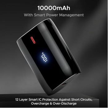 (Refurbished) boAt Energyshroom PB300 Air 10000 Mah 22.5W USB Type C Pocket Size Power Bank with Compact and Lightweight Design,LED Battery Display,12 Layer Smart IC Protection and Smart Power Management(Carbon Black) (Refurbished) boAt Energyshroom PB300 Air 10000 Mah 22.5W USB Type C Pocket Size Power Bank with Compact and Lightweight Design,LED Battery Display,12 Layer Smart IC Protection and Smart Power Management(Carbon Black)