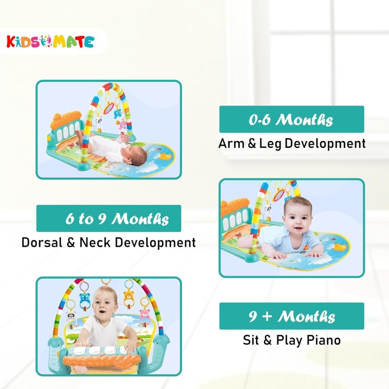 Kidsmate Piano Play Gym | Play Mat for Babies 0 to 3 Years | New Born Baby Gifts | Baby Mats for Floor | Hanging Toy, Interactive Lights, & Engaging Tunes Musical Mat for Kids (Sea Green) Kidsmate Piano Play Gym | Play Mat for Babies 0 to 3 Years | New Born Baby Gifts | Baby Mats for Floor | Hanging Toy, Interactive Lights, & Engaging Tunes Musical Mat for Kids (Sea Green)