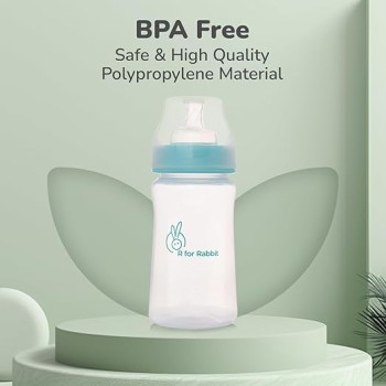 R for Rabbit First Feed 250 ml Baby Feeding PP Bottle with Anti-Colic Wide Neck, BPA Free Soft Silicone Nipple, Milk Feeder for New Born/Infants/Toddler Kids of 6+ Months (Lake Blue) R for Rabbit First Feed 250 ml Baby Feeding PP Bottle with Anti-Colic Wide Neck, BPA Free Soft Silicone Nipple, Milk Feeder for New Born/Infants/Toddler Kids of 6+ Months (Lake Blue)