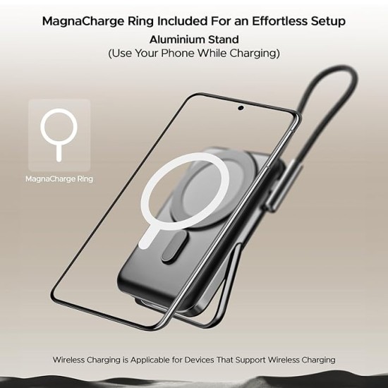 boAt Energyshroom PB330 MagnaCharge 10000 mAh Magnetic Wireless Power Bank w/ 15W Wireless Charging, Metal Stand,Magnacharge Ring for iPhone and Android Phones w/Wireless Charge(Black) boAt Energyshroom PB330 MagnaCharge 10000 mAh Magnetic Wireless Power Bank w/ 15W Wireless Charging, Metal Stand,Magnacharge Ring for iPhone and Android Phones w/Wireless Charge(Black)