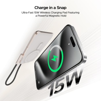 (Refurbished) Boat Energyshroom PB330 MagnaCharge 10000 mAh Magnetic Wireless Power Bank w/ 15W Wireless Charging, Metal Stand,Magnacharge Ring for iPhone and Android Phones w/Wireless Charge(White) (Refurbished) Boat Energyshroom PB330 MagnaCharge 10000 mAh Magnetic Wireless Power Bank w/ 15W Wireless Charging, Metal Stand,Magnacharge Ring for iPhone and Android Phones w/Wireless Charge(White)
