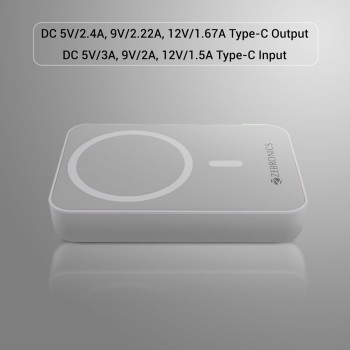 (Refurbished) ZEBRONICS MW63 Wireless Power Bank, 10000 mAh, Super Fast Charging, Magsafe, Outputs - 20W Wired | 15W Wireless, Type C PD, Built in Protections, LED Indicator, Compatible with iPhone -USB Type C (Refurbished) ZEBRONICS MW63 Wireless Power Bank, 10000 mAh, Super Fast Charging, Magsafe, Outputs - 20W Wired | 15W Wireless, Type C PD, Built in Protections, LED Indicator, Compatible with iPhone -USB Type C