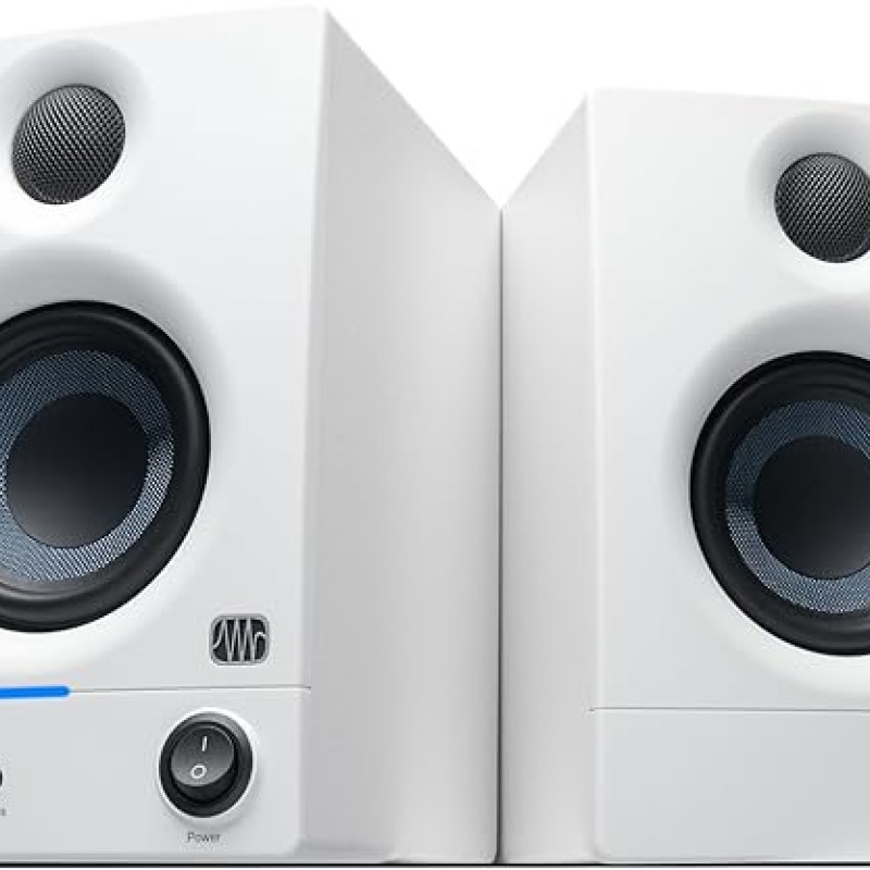 PreSonus Eris 3.5 2nd Gen HD Professional Studio Monitors with 3.5" Woven Composite Woofer, 1" Silk-Dome Tweeter, 50W Class AB Power and Tuning Controls (Auxillary) - Pair (White)