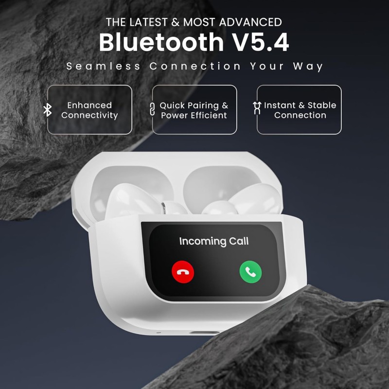 (Refurbished) HAMMER Screen TWS Earbuds Wireless with 13mm Drivers, ANC Ear Buds 32dB, up to 50H Playtime TWS Ear Buds, Type-C Fast Charging, BT v5.4, True Wireless Earbuds Bluetooth,Transparency & EQ Mode (White) (Refurbished) HAMMER Screen TWS Earbuds Wireless with 13mm Drivers, ANC Ear Buds 32dB, up to 50H Playtime TWS Ear Buds, Type-C Fast Charging, BT v5.4, True Wireless Earbuds Bluetooth,Transparency & EQ Mode (White)