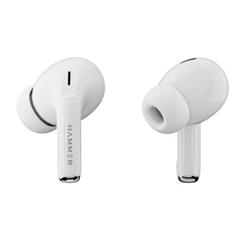 (Refurbished) HAMMER Aeromax ANC (32dB) TWS, BTv5.4, Low Latency, in-Ear Bluetooth Earbuds with Clear ENC Calling, Quad Mics, Type-C,Touch Controls, Deep Bass, 30 Hrs Playtime (White)