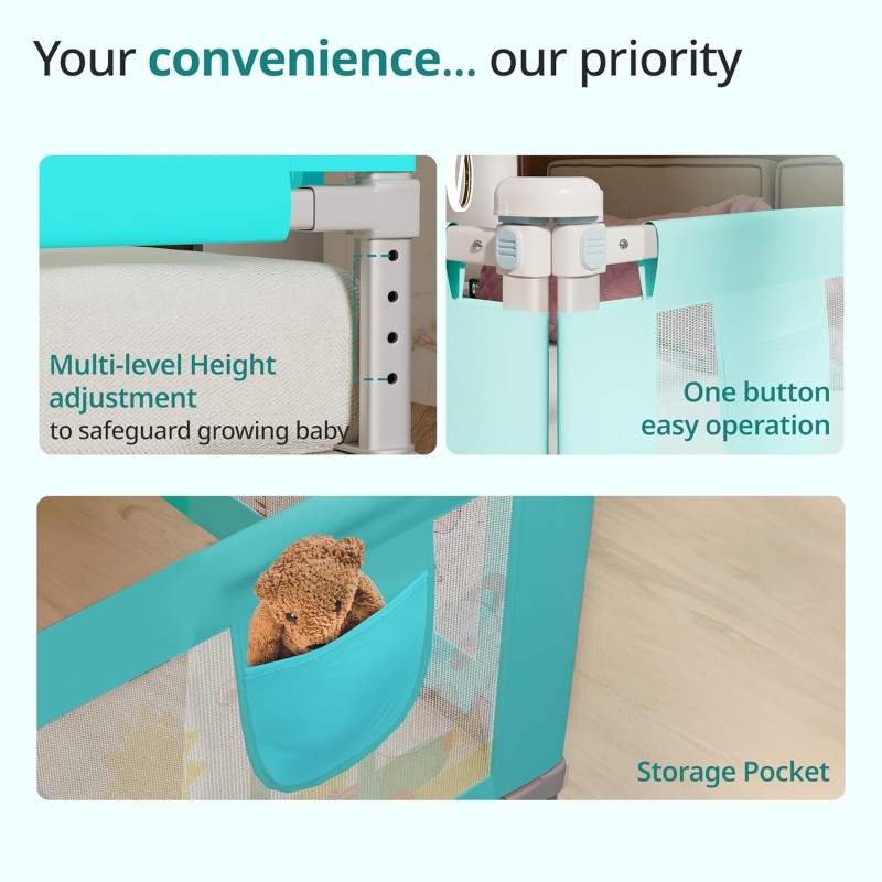 LuvLap Bed Rail Guard for Baby/Kids Safety, 180cm x 72 cm(6ft x 2.3ft), Portable & Foldable, Baby Safety Essential, Adjustable Height, Attractive Cartoon Prints, fits All Bed Sizes (Blue- Printed) LuvLap Bed Rail Guard for Baby/Kids Safety, 180cm x 72 cm(6ft x 2.3ft), Portable & Foldable, Baby Safety Essential, Adjustable Height, Attractive Cartoon Prints, fits All Bed Sizes (Blue- Printed)