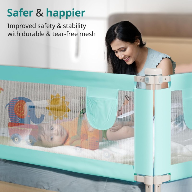 LuvLap Bed Rail Guard for Baby/Kids Safety, 180cm x 72 cm(6ft x 2.3ft), Portable & Foldable, Baby Safety Essential, Adjustable Height, Attractive Cartoon Prints, fits All Bed Sizes (Blue- Printed) LuvLap Bed Rail Guard for Baby/Kids Safety, 180cm x 72 cm(6ft x 2.3ft), Portable & Foldable, Baby Safety Essential, Adjustable Height, Attractive Cartoon Prints, fits All Bed Sizes (Blue- Printed)