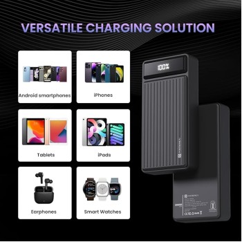 Portronics Luxcell B 20K Advanced 20000 mAh Power Bank with 22.5W Max Output, LED Battery Display, 22.5w Mach USB-A Output, 20w Type C PD Output, Type C Input, Wake Up Button(Black)