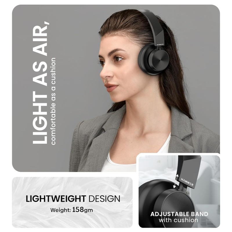 (Refurbished) HAMMER New Launch Bash Lite Bluetooth Over The Ear Headphones with Wireless and Wired Mode, Mic, Deep Bass, 40mm Drivers, 10 Hours Playtime, Bluetooth v5.3 Headset Best for Travel, Gym, Gaming(Black) (Refurbished) HAMMER New Launch Bash Lite Bluetooth Over The Ear Headphones with Wireless and Wired Mode, Mic, Deep Bass, 40mm Drivers, 10 Hours Playtime, Bluetooth v5.3 Headset Best for Travel, Gym, Gaming(Black)
