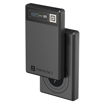 Portronics Luxcell MagClick 10k 10000 mAh 15W Magnetic Wireless Fast Charging Power Bank Premium Finish, 22.5 Wired Output Compatible with iPhone 12 & Above,Type C Smartphones,Tablets(Dark Grey)