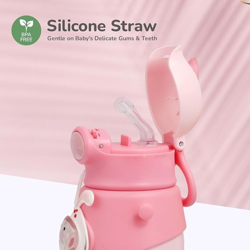R for Rabbit Steebo Zoobie Premium Stainless Steel Water Sipper for Baby, Spill Proof BPA Free Soft Silicone Straw Drinking Sipper for Kids of 12+ Months (550ml, Pink Bunny) R for Rabbit Steebo Zoobie Premium Stainless Steel Water Sipper for Baby, Spill Proof BPA Free Soft Silicone Straw Drinking Sipper for Kids of 12+ Months (550ml, Pink Bunny)