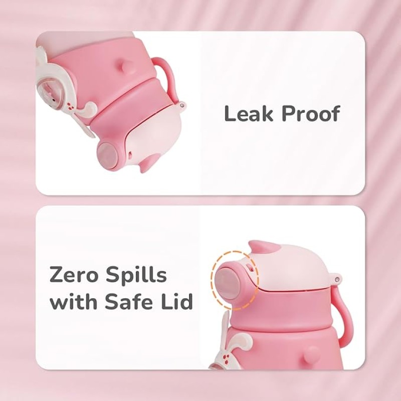 R for Rabbit Steebo Zoobie Premium Stainless Steel Water Sipper for Baby, Spill Proof BPA Free Soft Silicone Straw Drinking Sipper for Kids of 12+ Months (550ml, Pink Bunny) R for Rabbit Steebo Zoobie Premium Stainless Steel Water Sipper for Baby, Spill Proof BPA Free Soft Silicone Straw Drinking Sipper for Kids of 12+ Months (550ml, Pink Bunny)