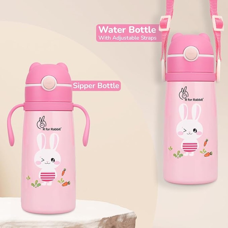 R for Rabbit Steebo Safari Premium Stainless Steel Water Sipper for Baby, Spill Proof BPA Free Soft Silicone Straw Drinking Sipper for Kids of 12+ Months (500ml, Pink Bunny) R for Rabbit Steebo Safari Premium Stainless Steel Water Sipper for Baby, Spill Proof BPA Free Soft Silicone Straw Drinking Sipper for Kids of 12+ Months (500ml, Pink Bunny)