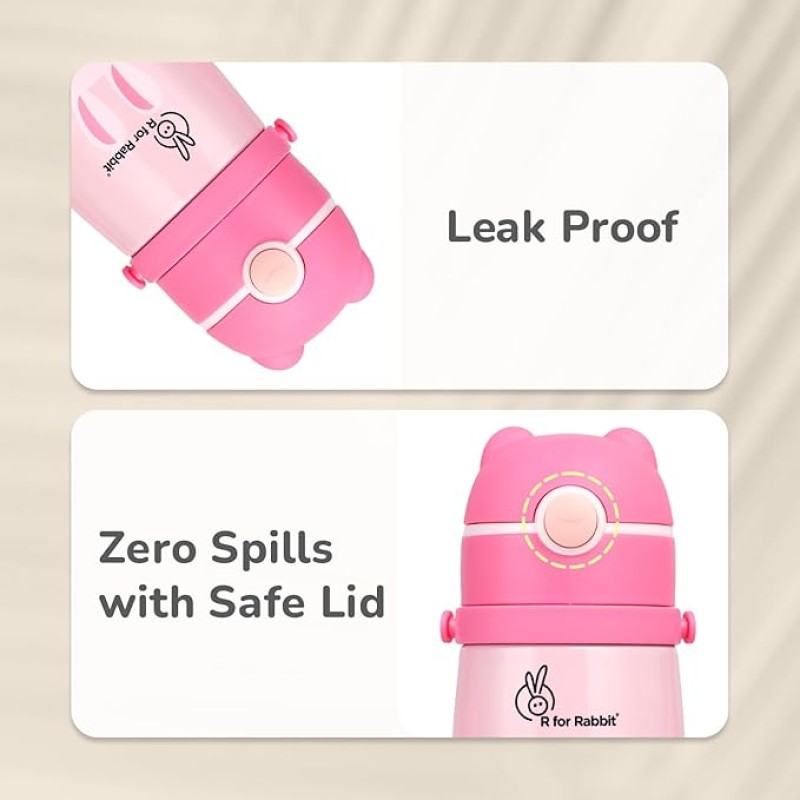 R for Rabbit Steebo Safari Premium Stainless Steel Water Sipper for Baby, Spill Proof BPA Free Soft Silicone Straw Drinking Sipper for Kids of 12+ Months (500ml, Pink Bunny) R for Rabbit Steebo Safari Premium Stainless Steel Water Sipper for Baby, Spill Proof BPA Free Soft Silicone Straw Drinking Sipper for Kids of 12+ Months (500ml, Pink Bunny)