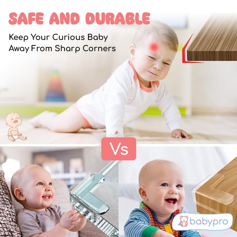 BabyPro (Pack of 12) Silicone Corner Guards, Corner Protector for Sharp Corners of Furniture, Baby Bed Protector, Table Corner and Edge Protector and Soft PVC Transparent Corner Guard
