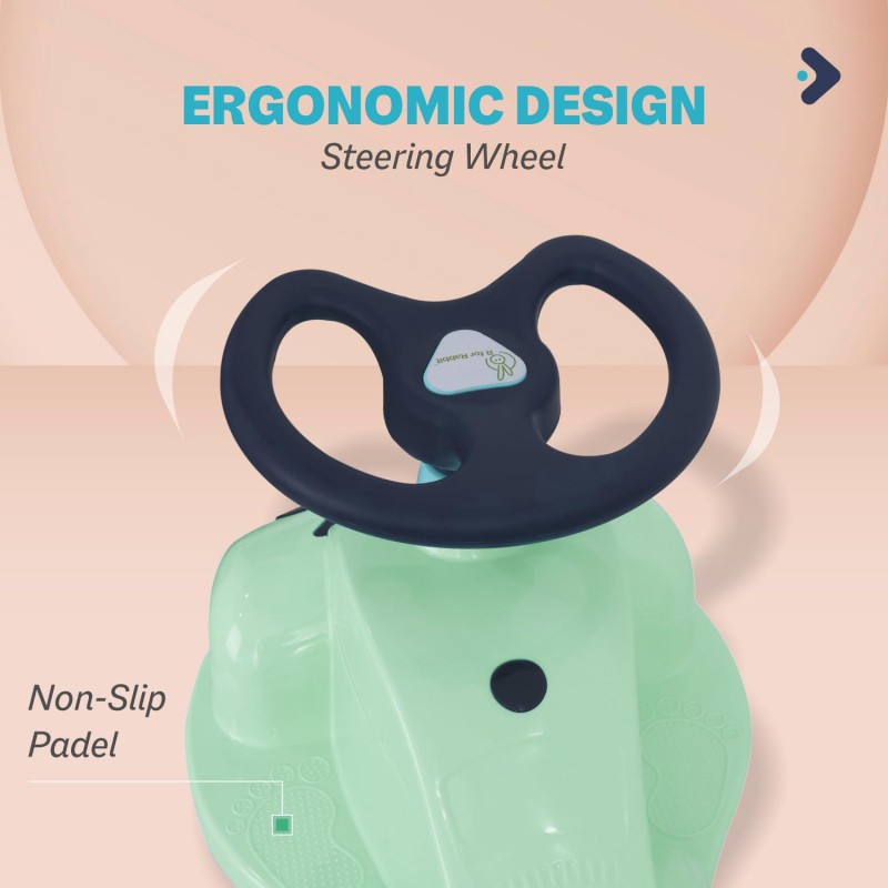 R for Rabbit Iya Iya Zippy Kids Swing Car, Scratch Free PVC Wheels with ABEC7 Bearing, Ride on Magic Toy Car for Kids Suitable for 3+ Years Boys and Girls, Upto 75 Kgs (Sea Green)