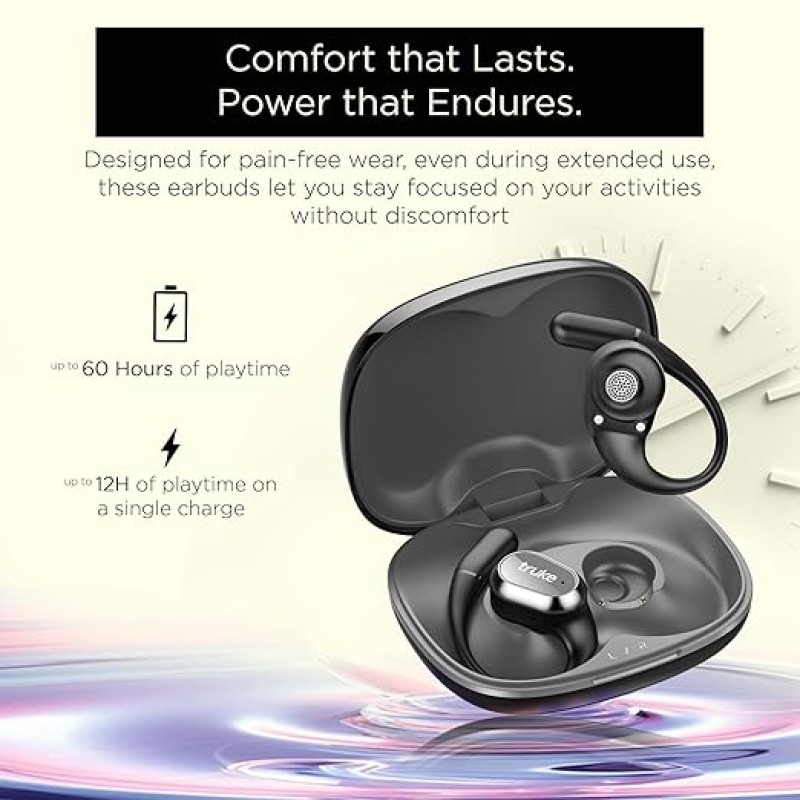 truke Newly Launched Buds Liberty Open Ear Wireless Earbuds with 360Spatial� Audio Experience, 16mm Beryllium Speaker, 60H Playtime, Quad Mic for Crystal-Clear Calls, Fast Charging, BT5.4