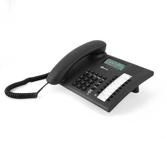 Beetel M90N Corded Landline Phone with 16 Digit LCD Display,FSK/DTMF Compatable Caller N ID,8 Direct One Touch & 10 Two Touch Memory,Volume Control for Speaker Phone,Music On Hold(Antracite), Black