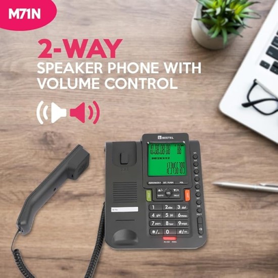Beetel M71N Caller ID Landline Phone for Home or Office, 16 Digit Display, 2-Way Speaker Phone with Adjustable Volume, 8 One Touch Memory Buttons, TEC Certified, 30 Incoming Call Memory (Anthracite)