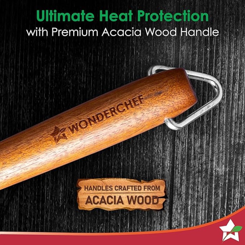 Wonderchef Pre-Seasoned Ferro Light 24cm Cast Iron Fry Pan | 1.4L | Acacia Wooden Handles | Gravity Moulding Technology | No Chemical Coating |10 Year Warranty Wonderchef Pre-Seasoned Ferro Light 24cm Cast Iron Fry Pan | 1.4L | Acacia Wooden Handles | Gravity Moulding Technology | No Chemical Coating |10 Year Warranty