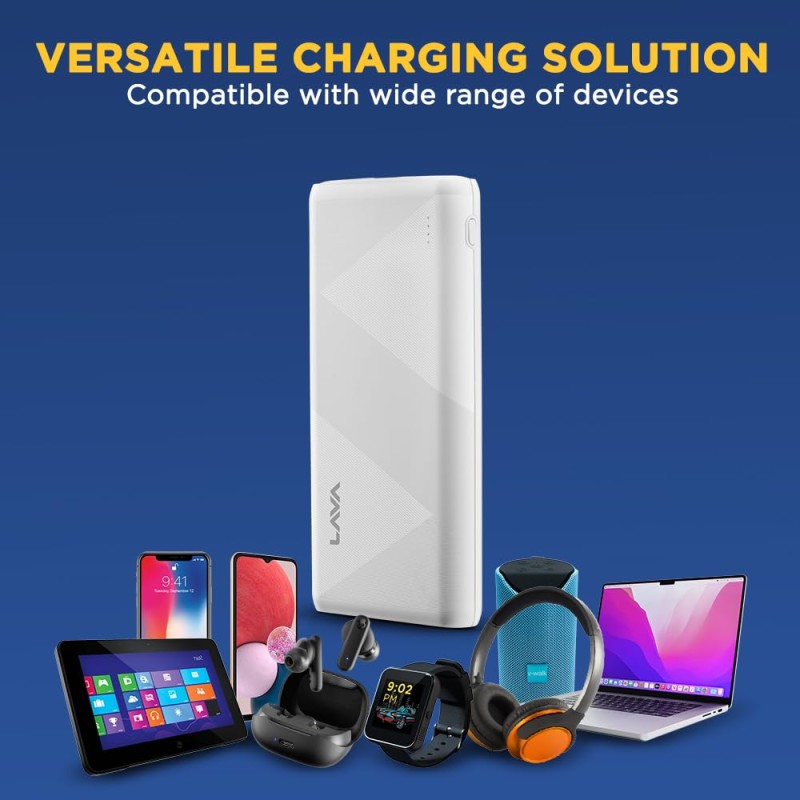 (Refurbished) Lava 10000mAh Powerbank with Micro USB Cable | 12W Fast Charging | Dual Output (USB A) | 2 Input Ports Type-C & Micro USB | 60+ Tests & Multi-Layer Protection | BIS Certified | Premium Design (White) (Refurbished) Lava 10000mAh Powerbank with Micro USB Cable | 12W Fast Charging | Dual Output (USB A) | 2 Input Ports Type-C & Micro USB | 60+ Tests & Multi-Layer Protection | BIS Certified | Premium Design (White)