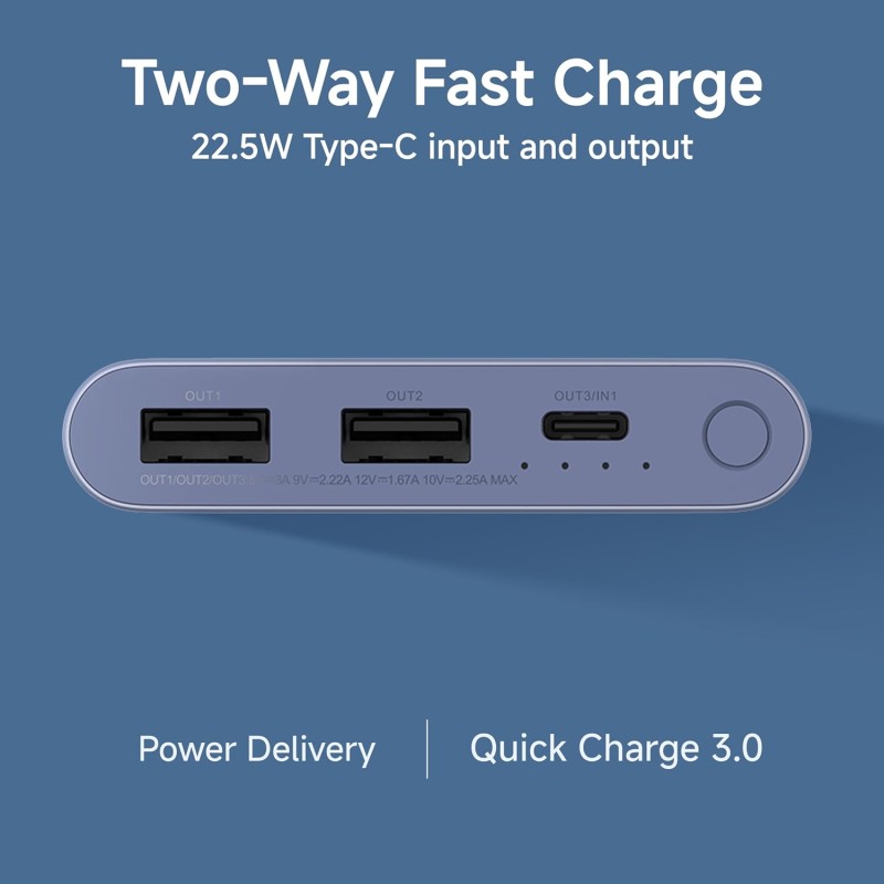 Xiaomi Power Bank 4i 10000mAh 22.5W Fast Charging PD|Smart 12 Layer Protection| Durable Steel Casing |Triple Output Ports|Supports All Phone(MI Power Bank),Purple