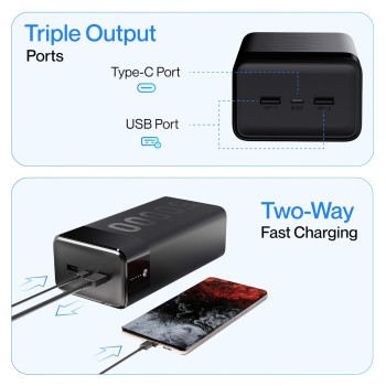 (Refurbished) Ambrane 50000mAh Powerbank, 20W Fast Charging, Triple Output (2 USB & 1 Type C), PD, Quick Charge for iPhone, Android & Other Devices, Made in India + USB Type-C Input (Stylo Max 50k, Black) (Refurbished) Ambrane 50000mAh Powerbank, 20W Fast Charging, Triple Output (2 USB & 1 Type C), PD, Quick Charge for iPhone, Android & Other Devices, Made in India + USB Type-C Input (Stylo Max 50k, Black)