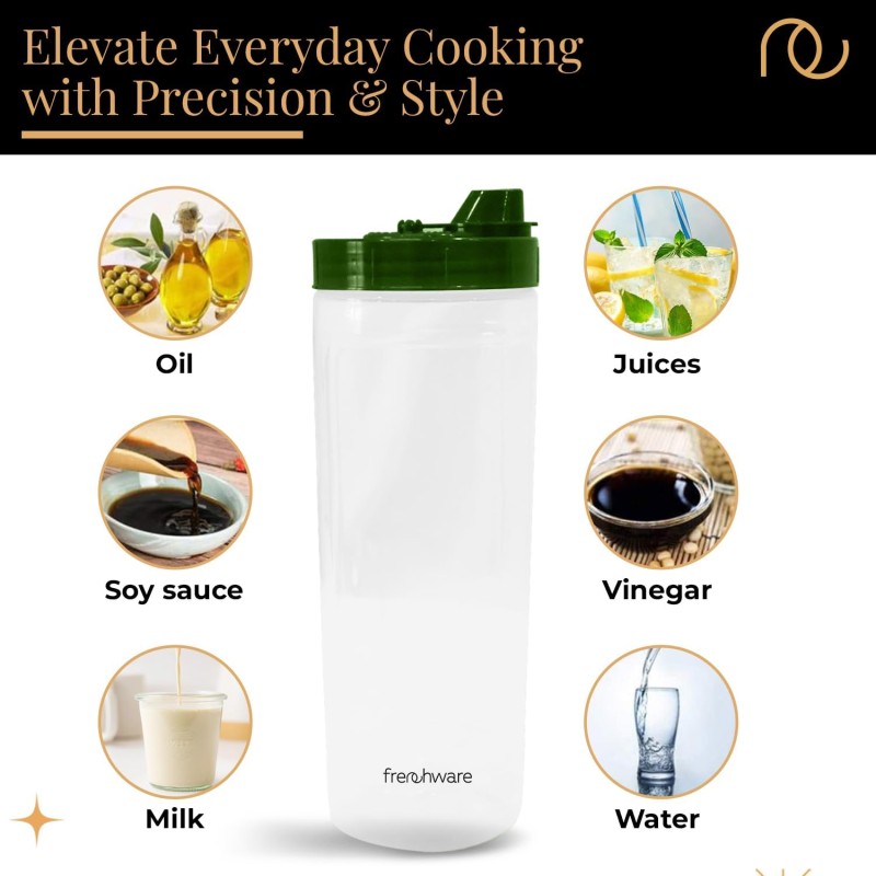 Frenchware Oil Dispenser 1 Litre (Pack of 2, Oil Textured Green, 1 Litre Each), Ideal for Storing & Pouring Liquids, Refined Oils, Olive Oil, Vinegar, Soy, BPA-Free, Food Grade Material Frenchware Oil Dispenser 1 Litre (Pack of 2, Oil Textured Green, 1 Litre Each), Ideal for Storing & Pouring Liquids, Refined Oils, Olive Oil, Vinegar, Soy, BPA-Free, Food Grade Material