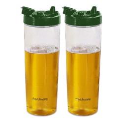 Frenchware Oil Dispenser 1 Litre (Pack of 2, Oil Textured Green, 1 Litre Each), Ideal for Storing & Pouring Liquids, Refined Oils, Olive Oil, Vinegar, Soy, BPA-Free, Food Grade Material