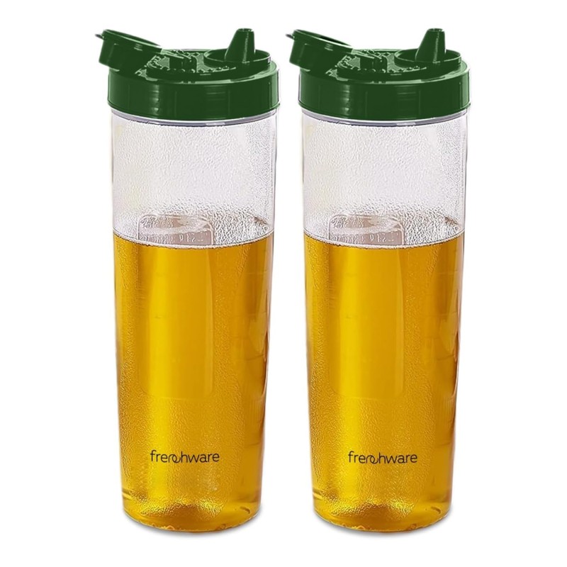 Frenchware Oil Dispenser 1 Litre (Pack of 2, Oil Textured Green, 1 Litre Each), Ideal for Storing & Pouring Liquids, Refined Oils, Olive Oil, Vinegar, Soy, BPA-Free, Food Grade Material Frenchware Oil Dispenser 1 Litre (Pack of 2, Oil Textured Green, 1 Litre Each), Ideal for Storing & Pouring Liquids, Refined Oils, Olive Oil, Vinegar, Soy, BPA-Free, Food Grade Material