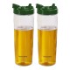 Frenchware Oil Dispenser 1 Litre (Pack of 2, Oil Textured Green, 1 Litre Each), Ideal for Storing & Pouring Liquids, Refined Oils, Olive Oil, Vinegar, Soy, BPA-Free, Food Grade Material