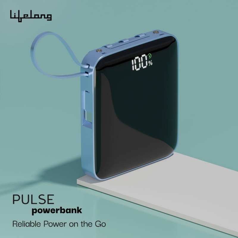 (Refurbished) Lifelong Electronics 10000 mAh Fast | Compact Power Bank | 22.5 W Output, 4 Input/Output Ports, Cable Included | Quick Charge 3.0 | Portable Charger for Mobiles, Earbuds, Speakers & Others (Dark Blue) (Refurbished) Lifelong Electronics 10000 mAh Fast | Compact Power Bank | 22.5 W Output, 4 Input/Output Ports, Cable Included | Quick Charge 3.0 | Portable Charger for Mobiles, Earbuds, Speakers & Others (Dark Blue)
