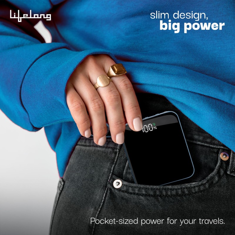 (Refurbished) Lifelong Electronics 10000 mAh Fast | Compact Power Bank | 22.5 W Output, 4 Input/Output Ports, Cable Included | Quick Charge 3.0 | Portable Charger for Mobiles, Earbuds, Speakers & Others (Dark Blue) (Refurbished) Lifelong Electronics 10000 mAh Fast | Compact Power Bank | 22.5 W Output, 4 Input/Output Ports, Cable Included | Quick Charge 3.0 | Portable Charger for Mobiles, Earbuds, Speakers & Others (Dark Blue)