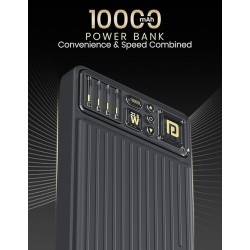 Portronics Luxcell Bind Mini 10k 10000mAh Nano Powerbank with 22.5W Fast Charging, in-Built Type C PD(Input & Output) /8 Pin Cable, LED Indicator, USB-A Mach Output, Compatible with Smartphones