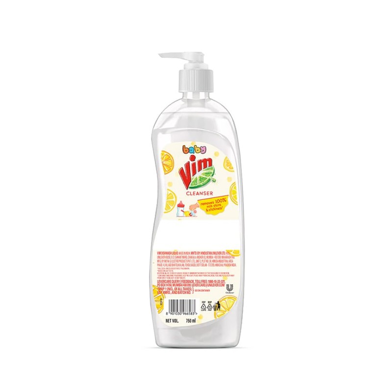 Vim Baby Dishwash Liquid, Removes 100 Milk Stains and Odours, Plant-Based actives, Paraben and Phosphate free, Safe for Child-Utensils, 500ml