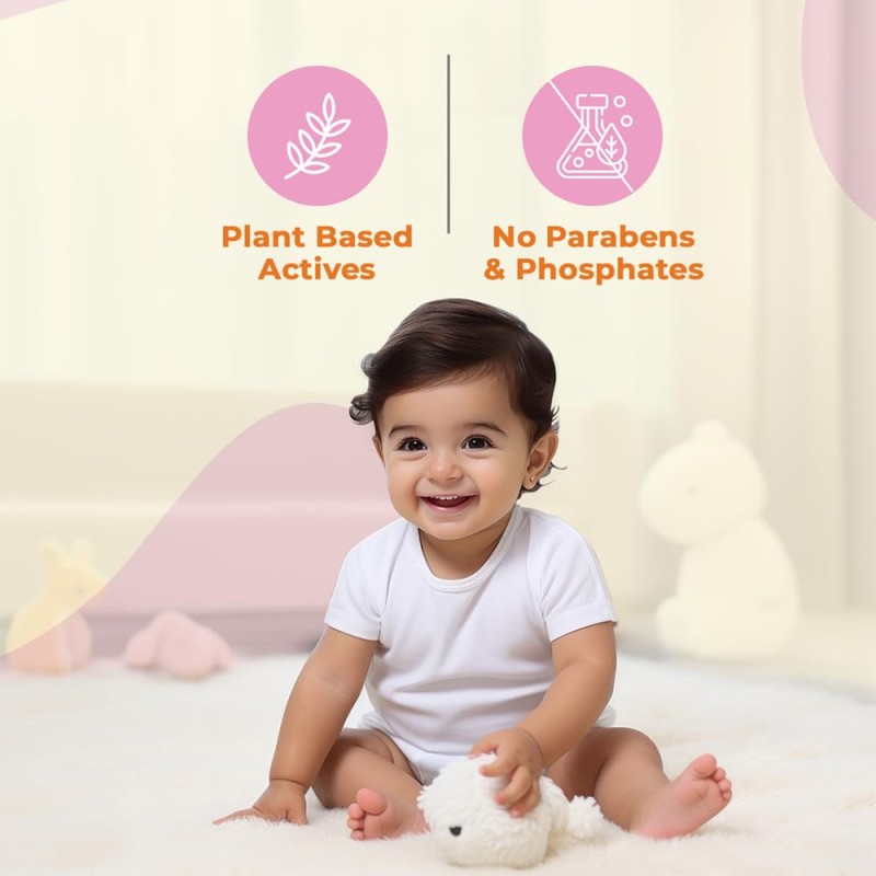 Vim Baby Dishwash Liquid, Removes 100 Milk Stains and Odours, Plant-Based actives, Paraben and Phosphate free, Safe for Child-Utensils, 500ml