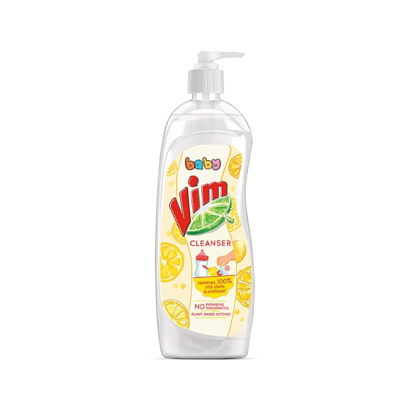 Vim Baby Dishwash Liquid, Removes 100 Milk Stains and Odours, Plant-Based actives, Paraben and Phosphate free, Safe for Child-Utensils, 500ml