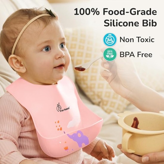 R for Rabbit Safari Silicone Bib for Baby Food Feeding BPA Free, Baby Apron Adjustable Straps, Built-in Food Pocket Mess Free, Waterproof, Washable & Reusable Ideal for Babies 6 to 36 Months (Peach) R for Rabbit Safari Silicone Bib for Baby Food Feeding BPA Free, Baby Apron Adjustable Straps, Built-in Food Pocket Mess Free, Waterproof, Washable & Reusable Ideal for Babies 6 to 36 Months (Peach)