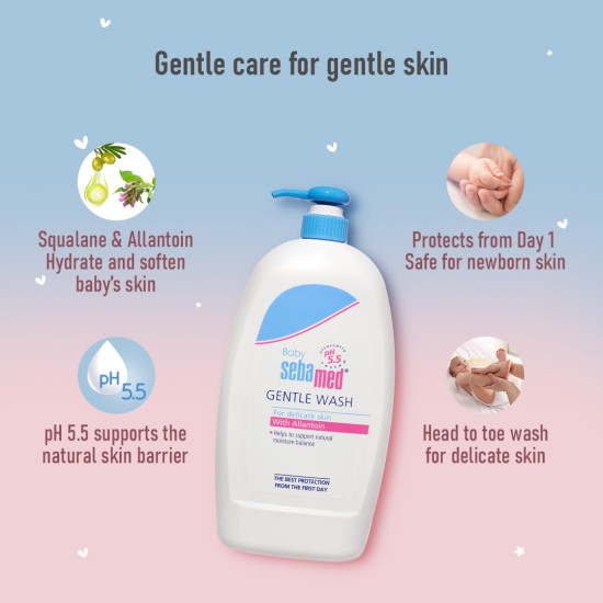 Sebamed Baby Gentle Wash 1000 ml | pH 5.5 | Body Wash | Soap Free | Tear Free