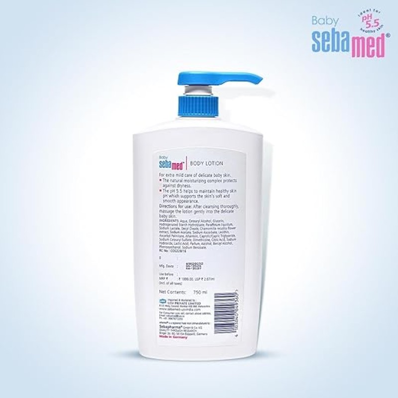 Sebamed Baby Body Lotion 750 ml|Ph 5.5|Camomile & Allantoin| Dermatalogically tested| Sensitive skin