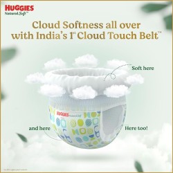 Huggies Natural Soft Premium Baby Diaper Pants, Our No.1 Soft Pants, Newborn/Extra Small (XS) Size (0-5 Kgs), Pack of 76 | Cloud Softness All over with India's 1st Cloud Touch Belt