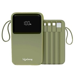 Lifelong Electronics 20000mAh 22.5W Fast Charging Power Bank | 3 Inputs (in-Built USB Cable + Lightning + Type-C Port) | 6 Outputs (3 in-Built Cables + 1 Type-C Port + 2 USB Ports) | QC 3.0 Powerbank