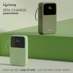 Lifelong Electronics 20000mAh 22.5W Fast Charging Power Bank | 3 Inputs (in-Built USB Cable + Lightning + Type-C Port) | 6 Outputs (3 in-Built Cables + 1 Type-C Port + 2 USB Ports) | QC 3.0 Powerbank