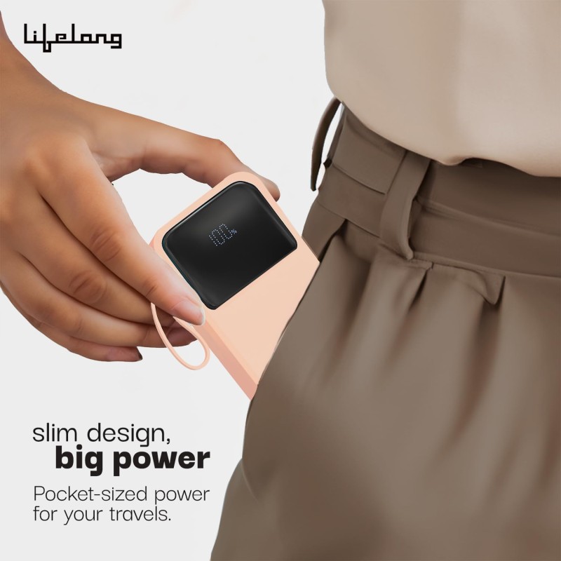 (Refurbished) Lifelong Electronics 10000mAh 22.5W Fast Charging Power Bank | 3 Inputs (1 Built-in USB A Cable + 1 C + 1 Lightning Port) & 6 Outputs (3 Built-in Cables + 1 C + 2 A Port) | Small Pocket Size Powerbank (Refurbished) Lifelong Electronics 10000mAh 22.5W Fast Charging Power Bank | 3 Inputs (1 Built-in USB A Cable + 1 C + 1 Lightning Port) & 6 Outputs (3 Built-in Cables + 1 C + 2 A Port) | Small Pocket Size Powerbank
