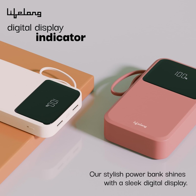 (Refurbished) Lifelong Electronics 10000mAh 22.5W Fast Charging Power Bank | 3 Inputs (1 Built-in USB A Cable + 1 C + 1 Lightning Port) & 6 Outputs (3 Built-in Cables + 1 C + 2 A Port) | Small Pocket Size Powerbank (Refurbished) Lifelong Electronics 10000mAh 22.5W Fast Charging Power Bank | 3 Inputs (1 Built-in USB A Cable + 1 C + 1 Lightning Port) & 6 Outputs (3 Built-in Cables + 1 C + 2 A Port) | Small Pocket Size Powerbank