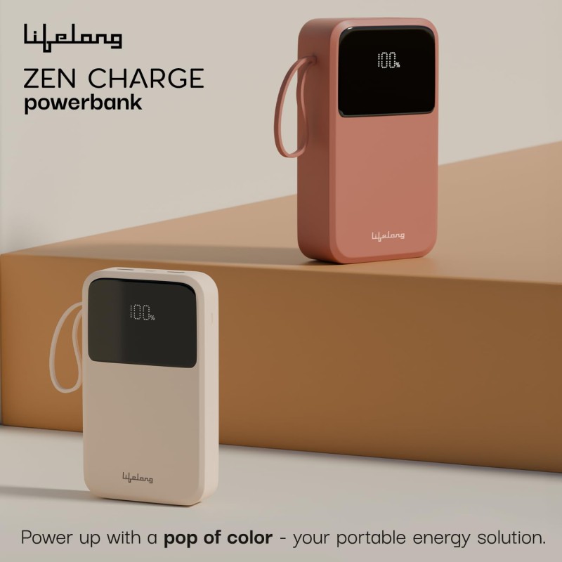 (Refurbished) Lifelong Electronics 10000mAh 22.5W Fast Charging Power Bank | 3 Inputs (1 Built-in USB A Cable + 1 C + 1 Lightning Port) & 6 Outputs (3 Built-in Cables + 1 C + 2 A Port) | Small Pocket Size Powerbank (Refurbished) Lifelong Electronics 10000mAh 22.5W Fast Charging Power Bank | 3 Inputs (1 Built-in USB A Cable + 1 C + 1 Lightning Port) & 6 Outputs (3 Built-in Cables + 1 C + 2 A Port) | Small Pocket Size Powerbank