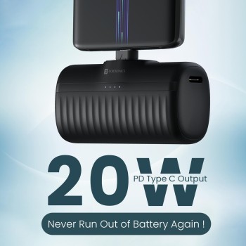 Portronics Power Pebble 5000mAh 20W Fast Charging Nano Powerbank, in-Built Foldable Type C Input/Output Pin, Type C PD Output, LED Battery Indicator, Compatible with Type C Smartphone,iPhone(Black) Portronics Power Pebble 5000mAh 20W Fast Charging Nano Powerbank, in-Built Foldable Type C Input/Output Pin, Type C PD Output, LED Battery Indicator, Compatible with Type C Smartphone,iPhone(Black)