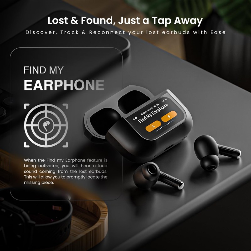 (Refurbished) HAMMER Screen TWS Earbuds Wireless with 13mm Drivers, ANC Ear Buds 32dB, up to 50H Playtime TWS Ear Buds, Type-C Fast Charging, BT v5.4, TWS with ANC Transparency & EQ Mode (Black) (Refurbished) HAMMER Screen TWS Earbuds Wireless with 13mm Drivers, ANC Ear Buds 32dB, up to 50H Playtime TWS Ear Buds, Type-C Fast Charging, BT v5.4, TWS with ANC Transparency & EQ Mode (Black)