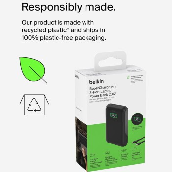 Belkin Power Bank 65W 20000 mAh | Mobile & Laptop Power Bank | 2 USB-C PD Port | Compatible for Lenovo,HP,Dell,Microsoft,MacBook,iPhone 17,iPad,Samsung Galaxy S25,Google Pixel 10 Belkin Power Bank 65W 20000 mAh | Mobile & Laptop Power Bank | 2 USB-C PD Port | Compatible for Lenovo,HP,Dell,Microsoft,MacBook,iPhone 17,iPad,Samsung Galaxy S25,Google Pixel 10